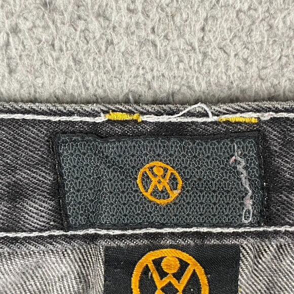 Vintage OMW Denim Shorts Men's 40 Carpenter Cargo Washed Black Gray Baggy Skater - Picture 7 of 11